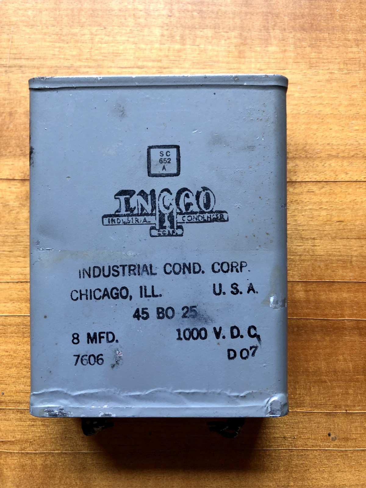 Incco 8uF 1000V Oil Paper Capacitor, Vintage, Tested