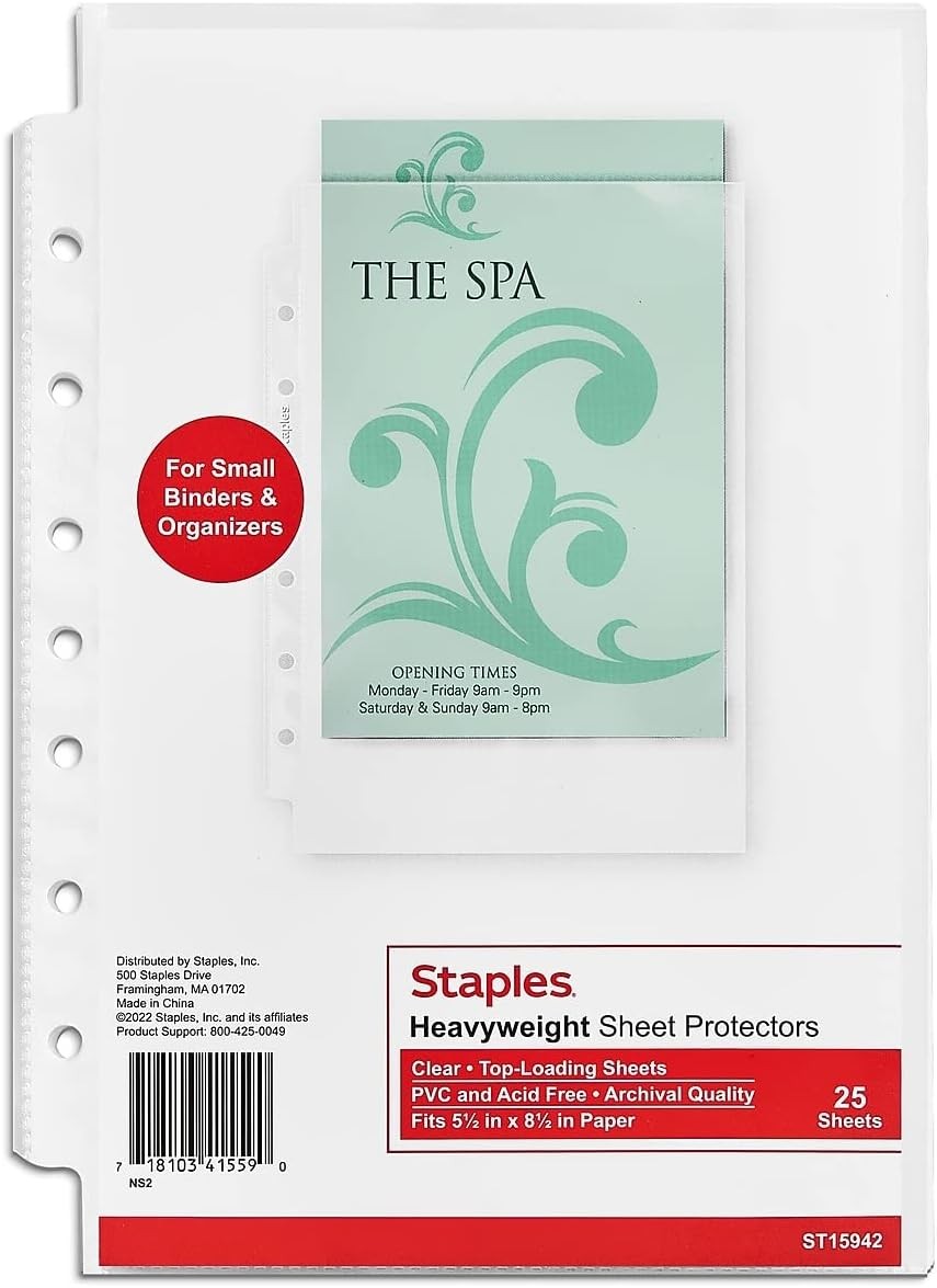 5-1/2″ x 8-1/2″ Sheet Protectors Clear Page Protectors Binders 25-Pack