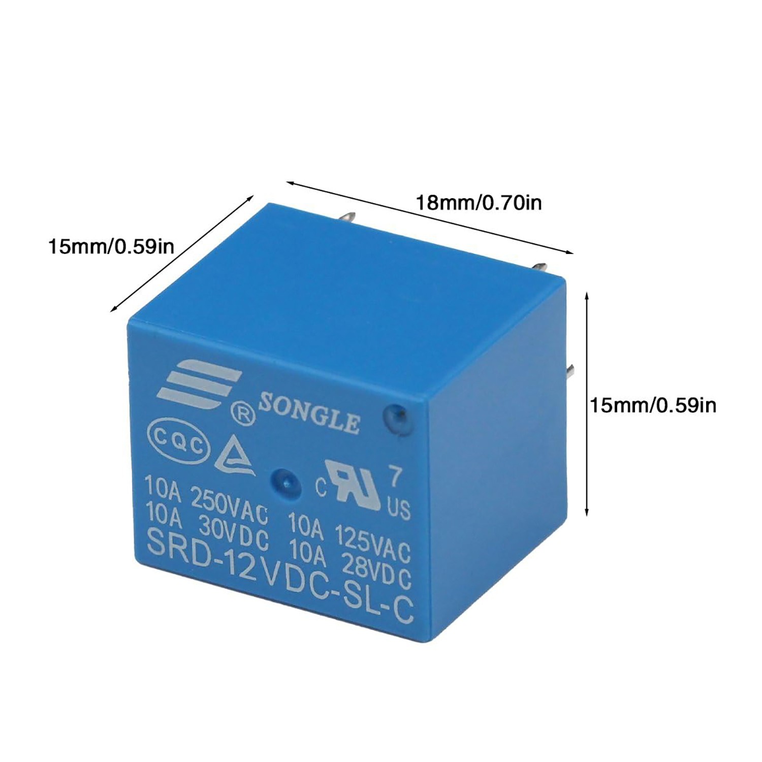 5PCS Power Relay SRD-12VDC-SL-C 10A Coil DC12V SPDT NO + NC PCB 5 Pin Sealed