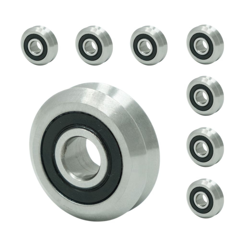 RM2-2RS V W Groove Guide Ball Bearing CNC 3/8″x1.21″x0.437″ (Qty 8)