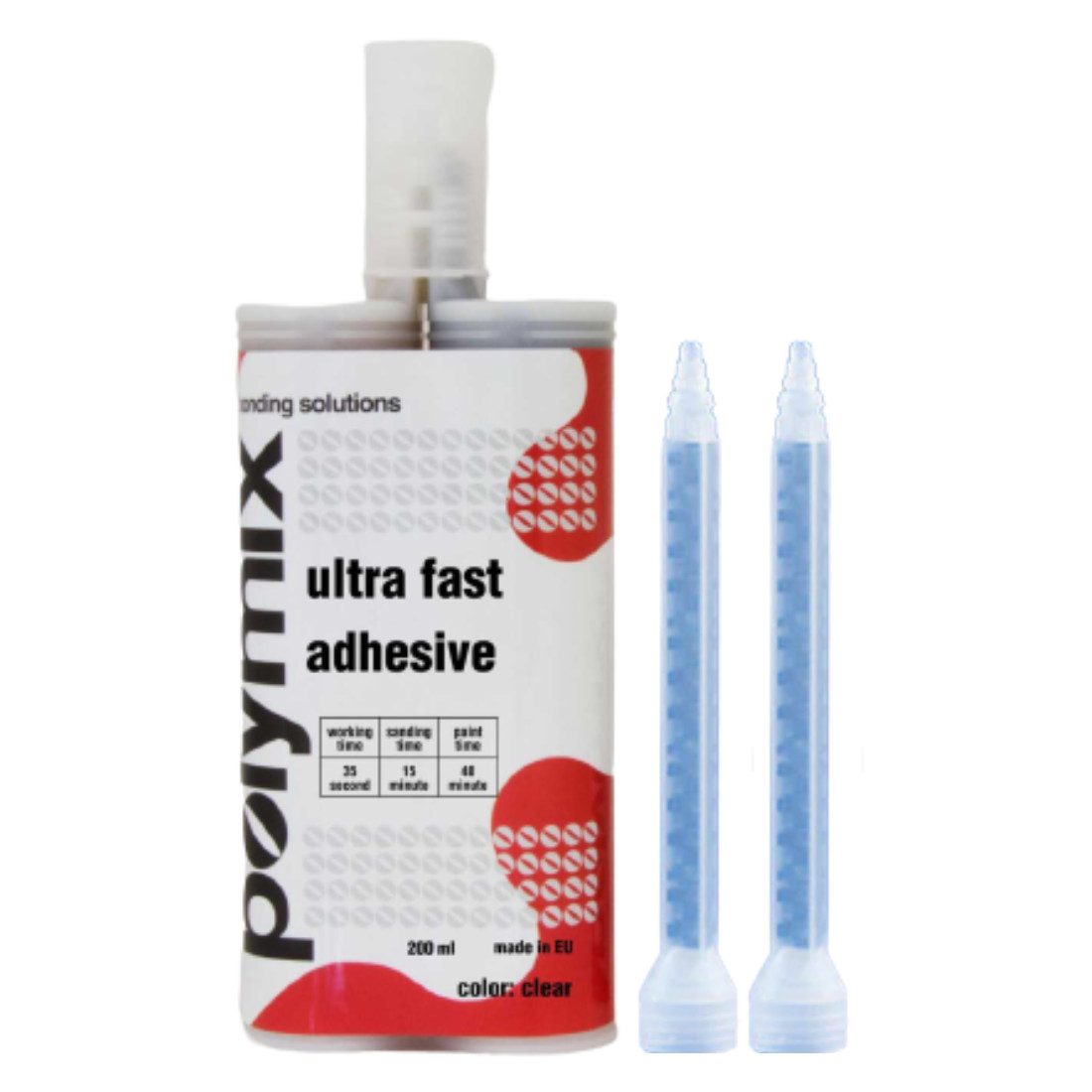 Polymix Ultra Fast Automotive Clear Plastic Repair and Adhesive Cartridge