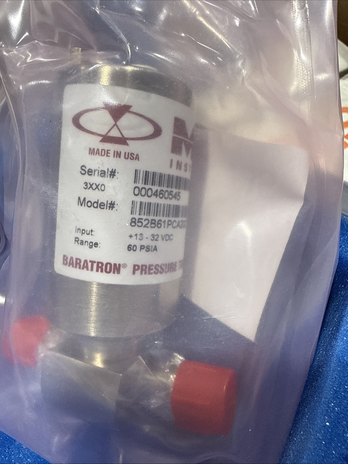 NEW SEALED* MKS 852B61PCA2GC BARATRON PRESSURE TRANSDUCER, 60 PSIA 1350-01083