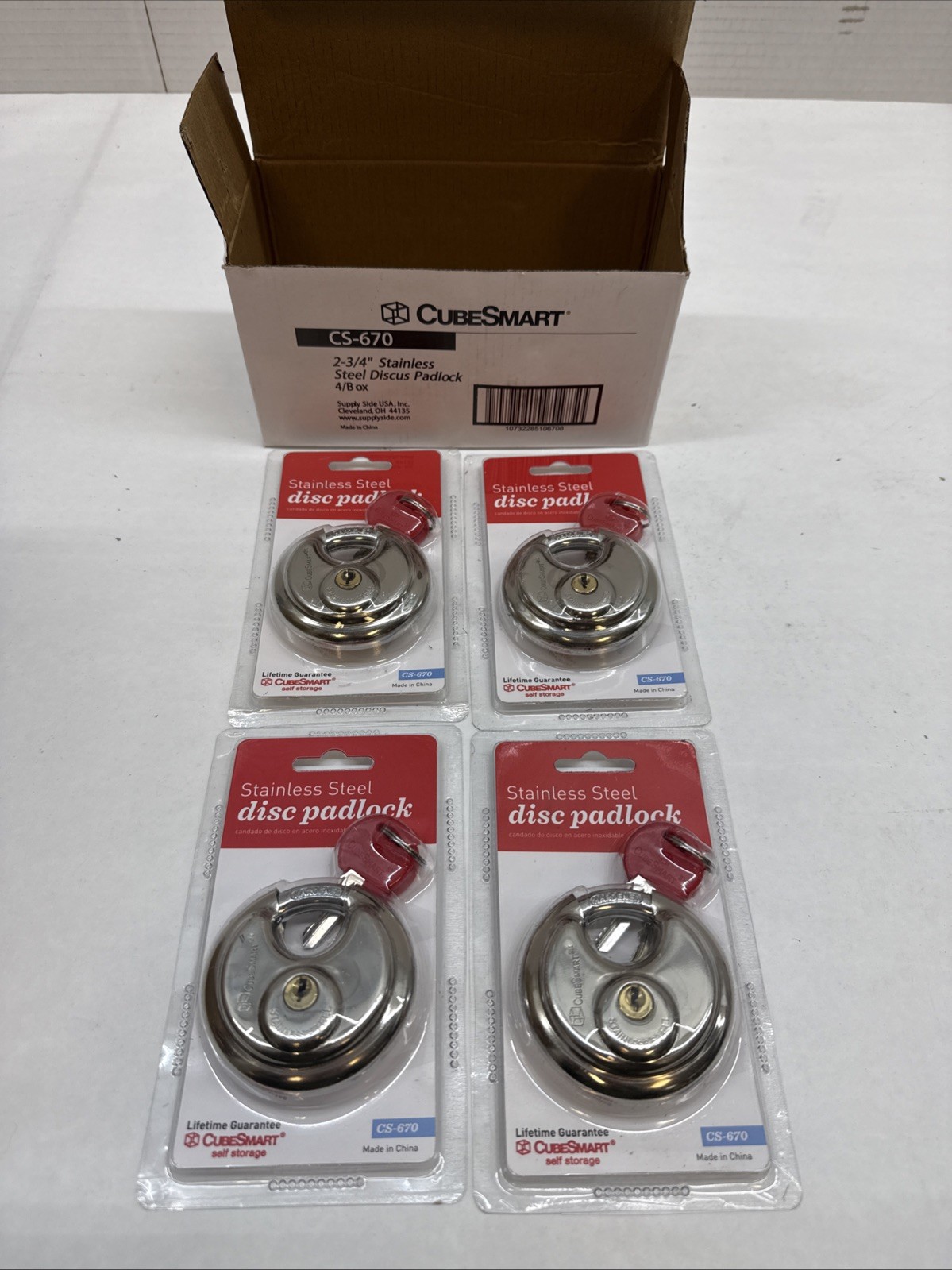 Cubesmart Storage Locker Disc Lock CS-670 2-3/4″- New In Sealed Package Qty 4