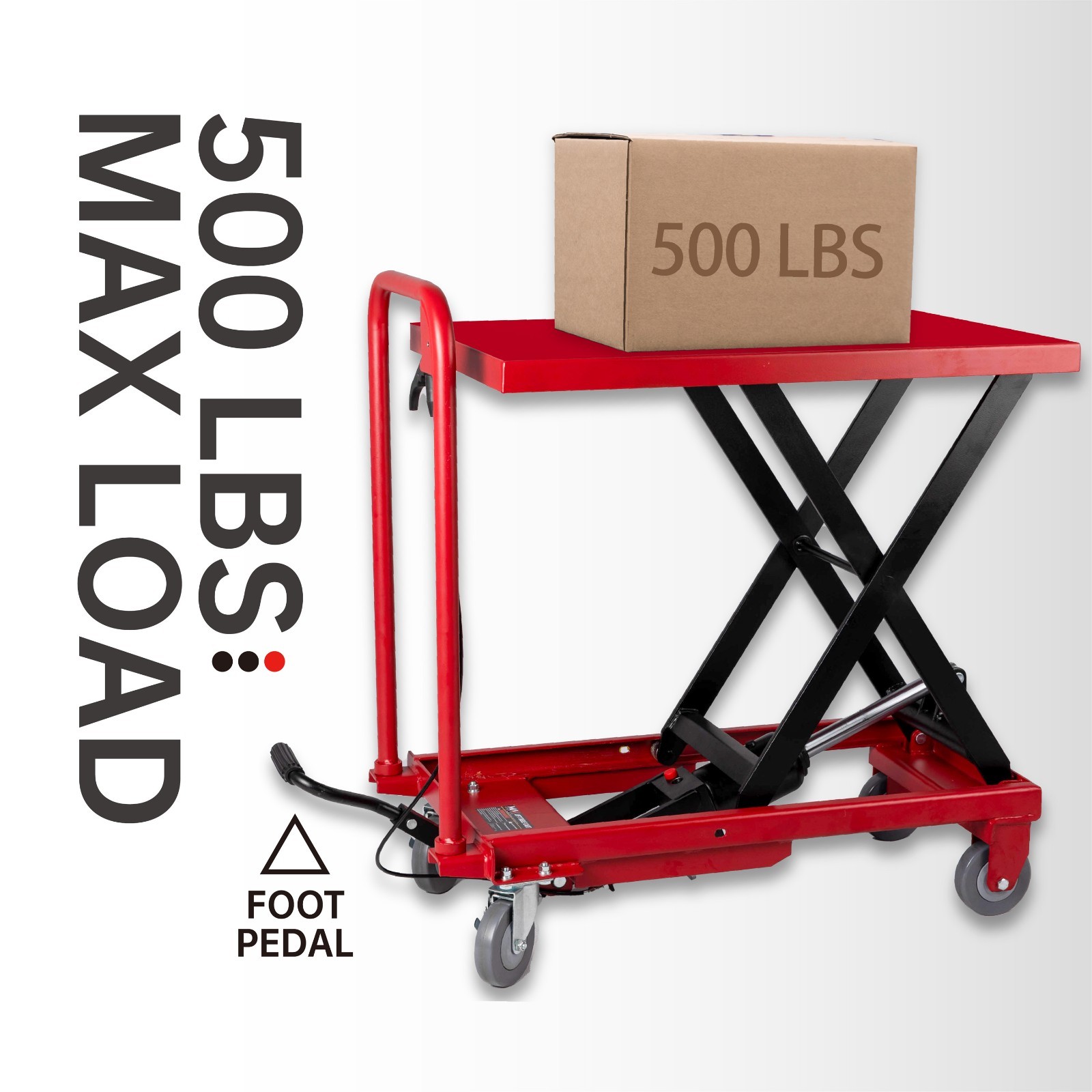 500 lbs Hydraulic Scissor 28-Inch Lift Table Cart for Material Handling