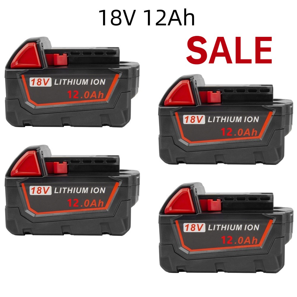 SALE 4 PACK for MILWAUKEE M18 18V RED LITHIUM XC 12.0Ah BATTERY (48-11-1880)