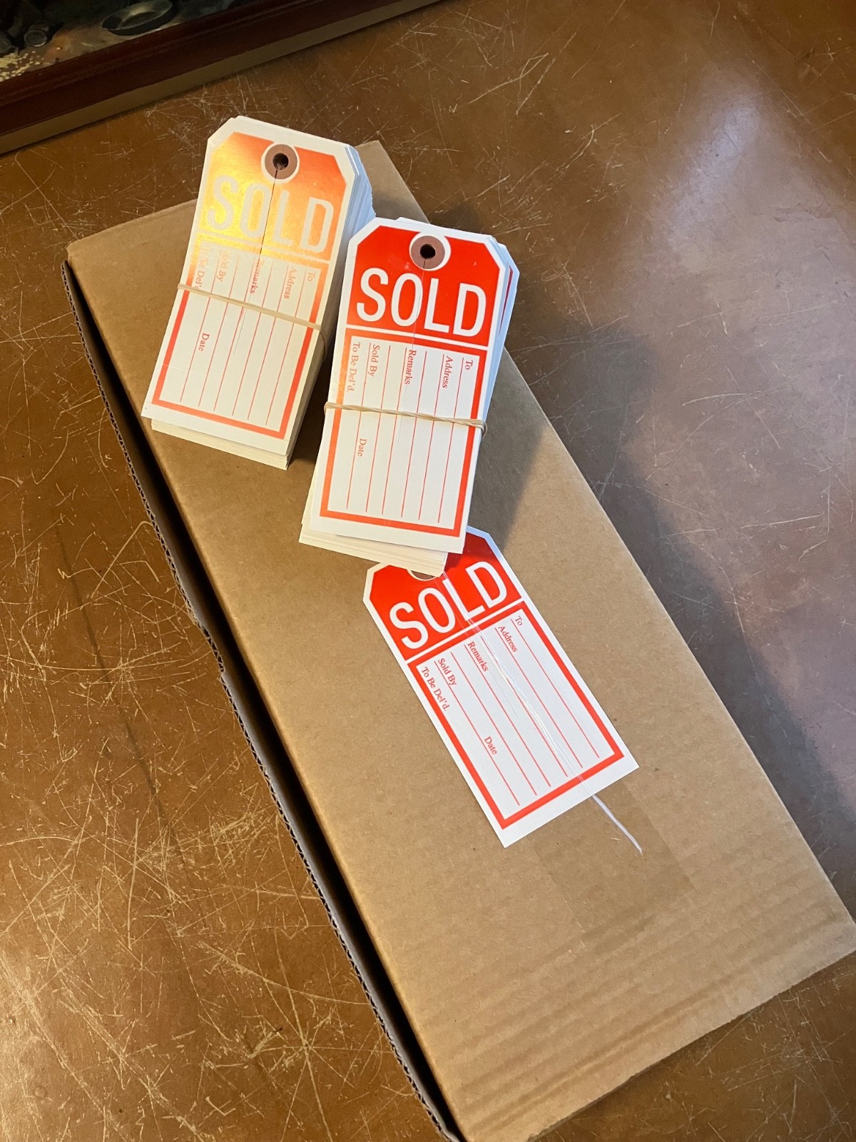 SOLD tags 2 5/8 x 5 1/4 cardstock 1200 pcs .. store closed remaining supplies