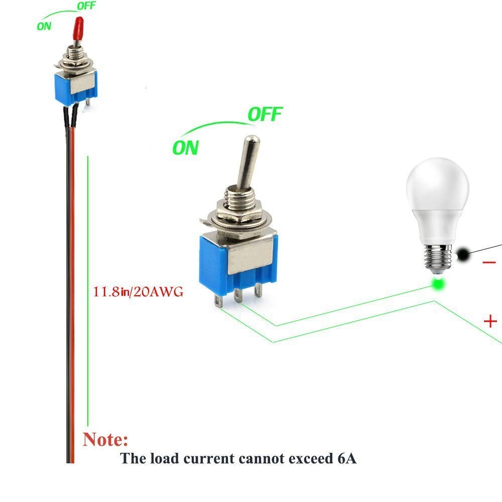 Toggle Switch,ON/Off SPST with Pre-soldered Wires,3v/5v/12v/24v/72v/110v/220v…