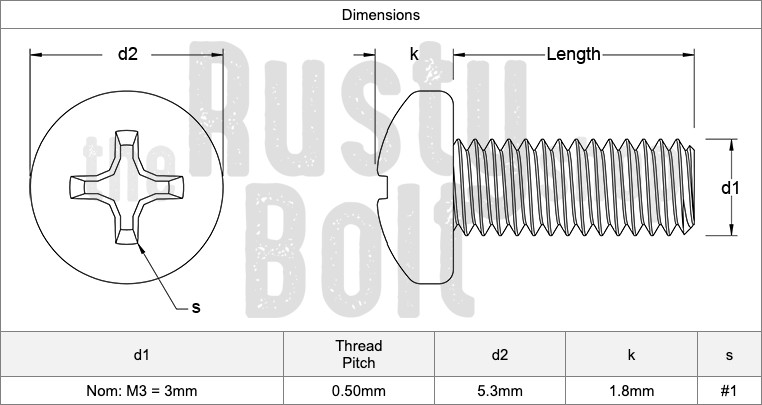 M3 x 35mm, Phillips Pan Head Screws, Steel, Nickel Plated