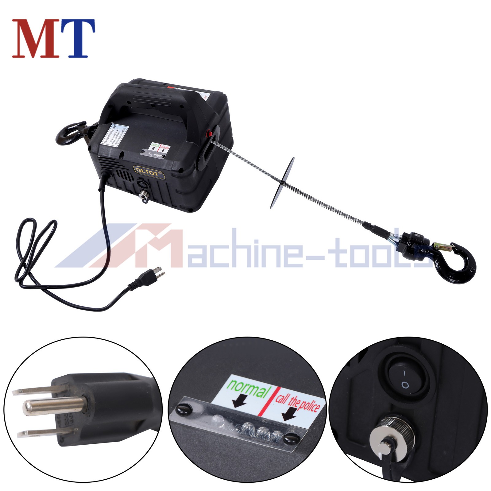 2-in-1 1100lbs Portable Electric Hoist Winch with Wired Remote Control 1500W