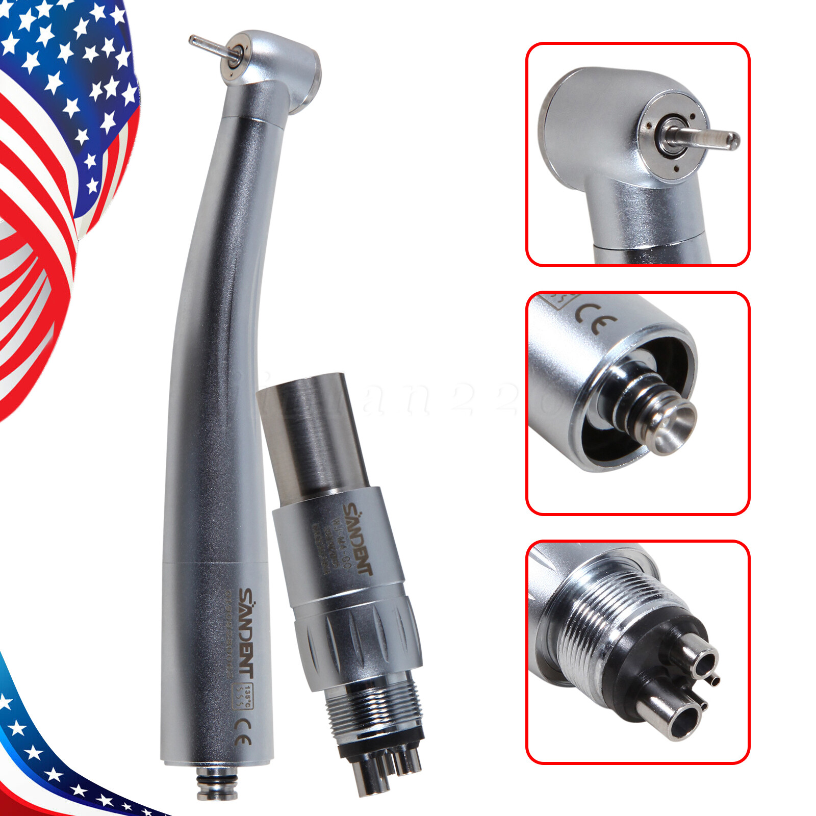 1-10* NSK Style Dental High Speed Handpiece Turbine with 4 Holes Quick Coupler