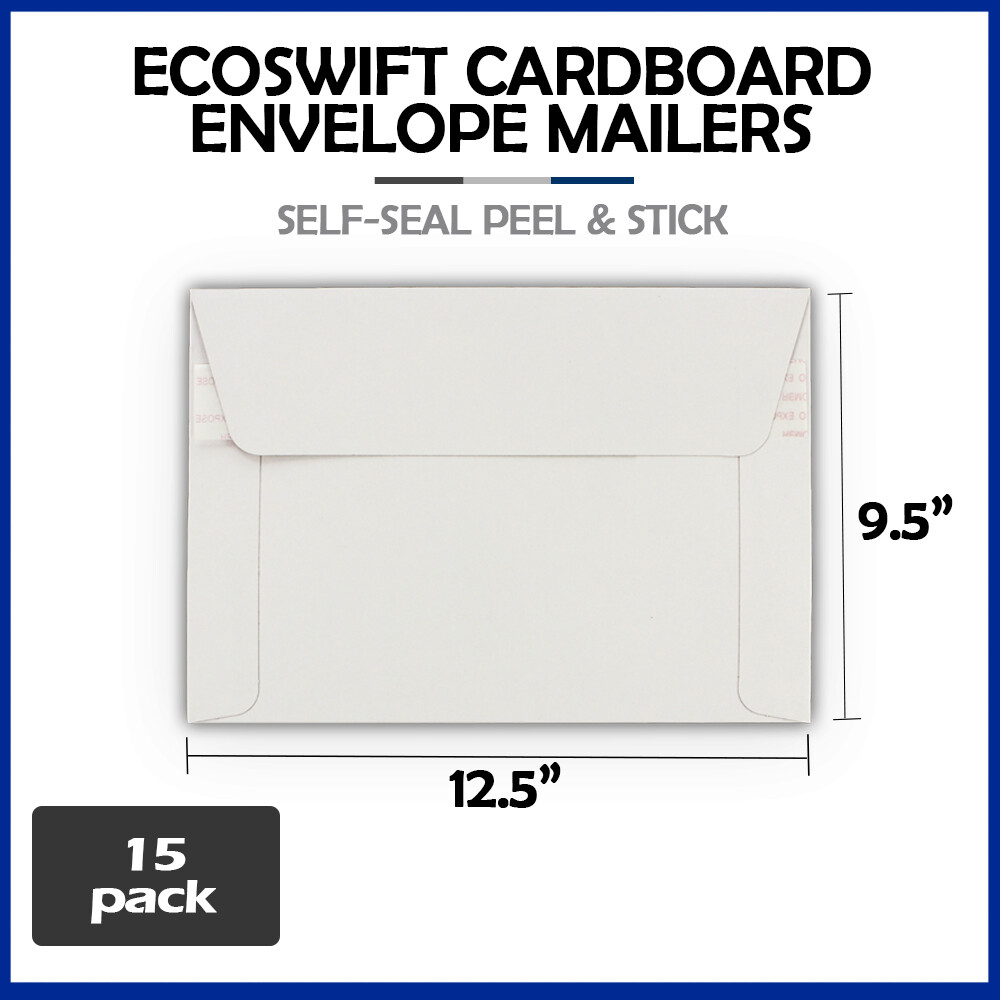 15 – 12.5 x 9.5 “EcoSwift” Brand Self Seal Ship Photo Cardboard Envelope Mailers