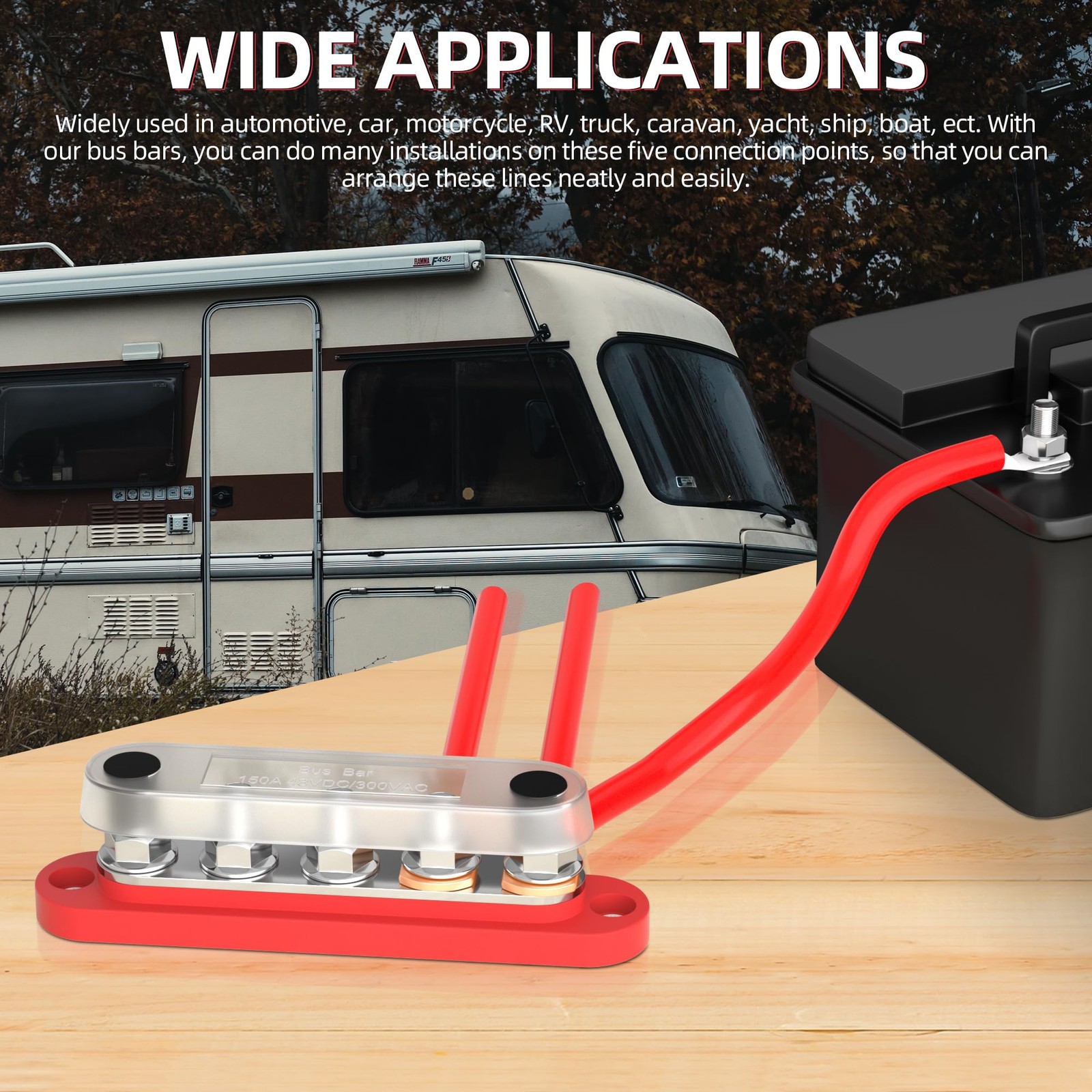 DaierTek Power Distribution Block with Cover Mini 5 x 5M6+0S, red or black