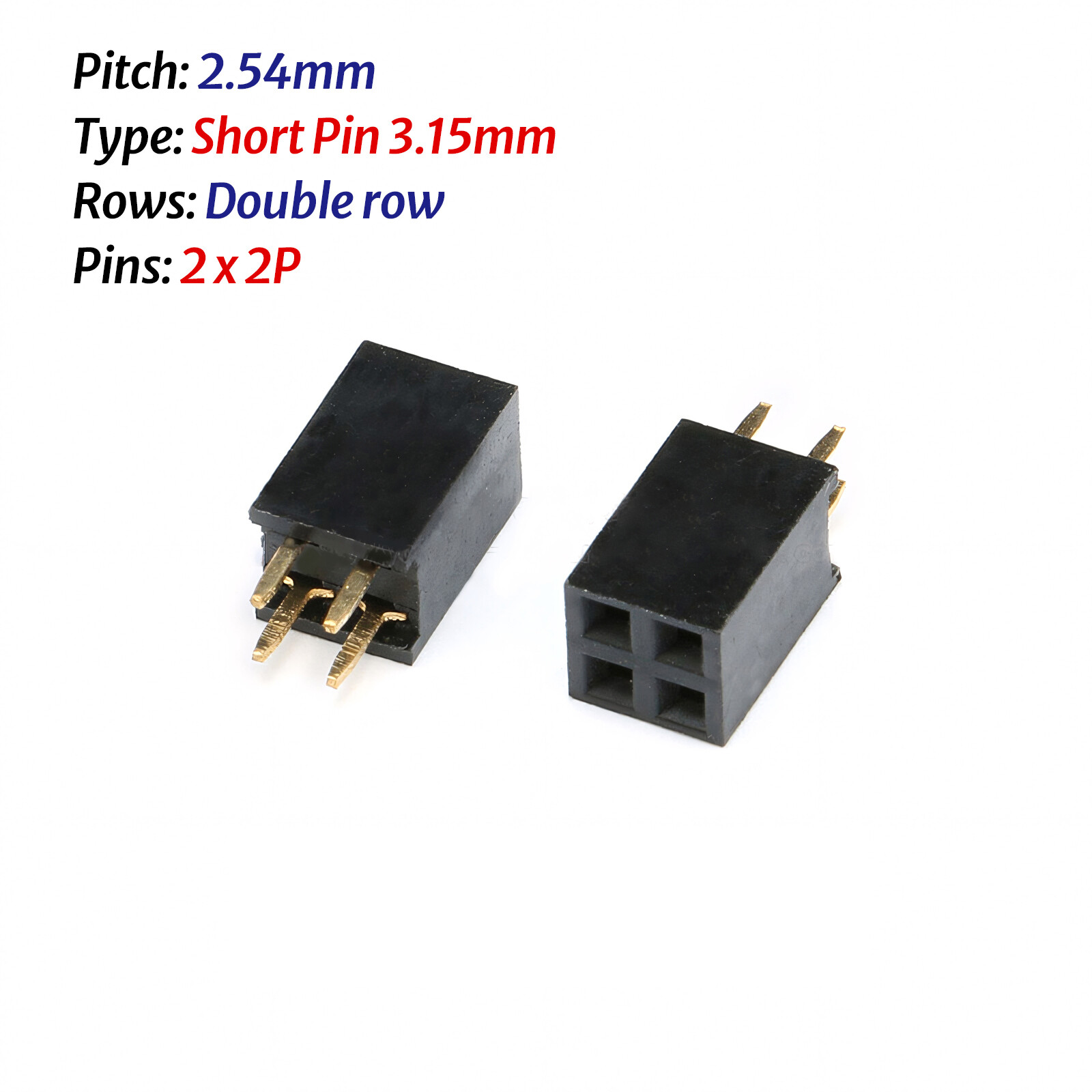 0.1″ PCB Header Vertical Female Socket Connector Single / Double Row Pin 2.54mm