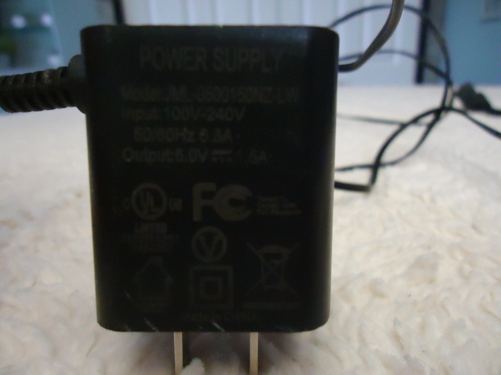 POPWER SUPPLY TRANSFORMER JML0500150NZ-LW IN 100V-240V OUT 5.0 V 50/60HZ 0.3A(L)