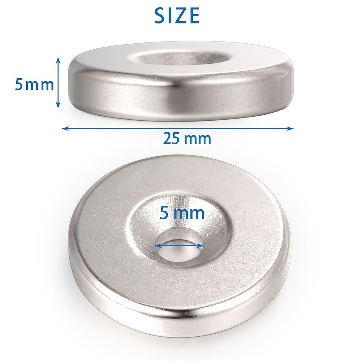 Countersunk Ring Round Disc Strong N35 Magnets Rare Earth Neodymium w/ Hole 5mm