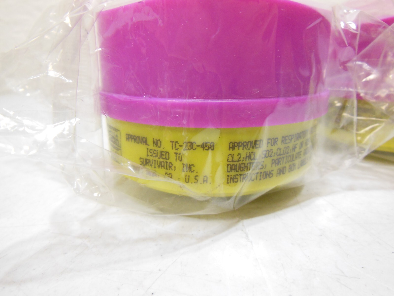 Lot of 2 Survivair 1093-00 Organic Vapor/Acid Filter Cartridges for Series 2000