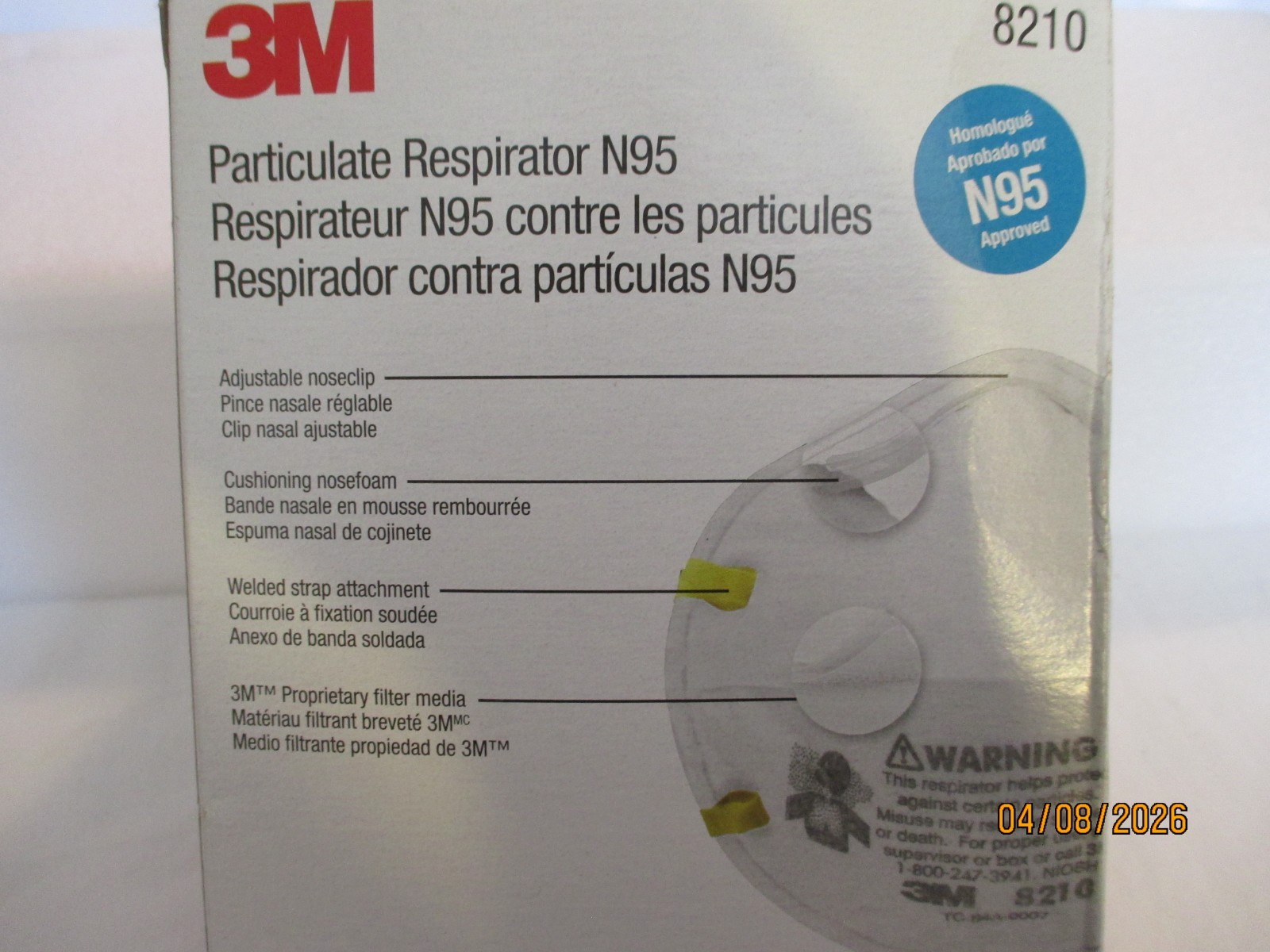3M Particulate Respirator N95 8210 Box of 20