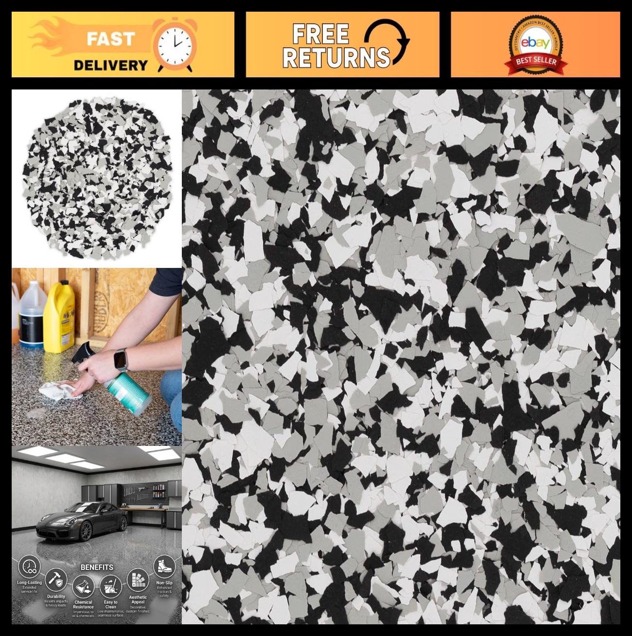 20 lb Epoxy Floor Flakes 1/4″ Decorative Color Chips for Garage & Basement Floor