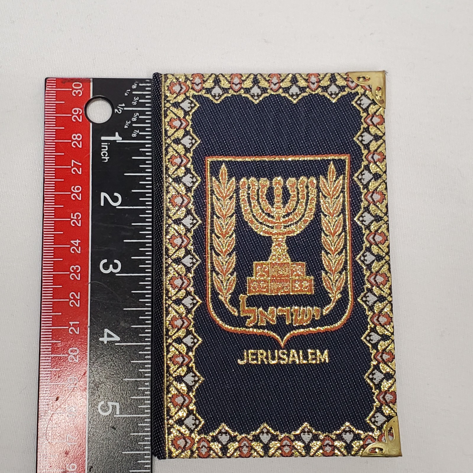 Small Cloth Journal / Notebook Made in Israel, Israeli Emblem Menorah, Jerusalem