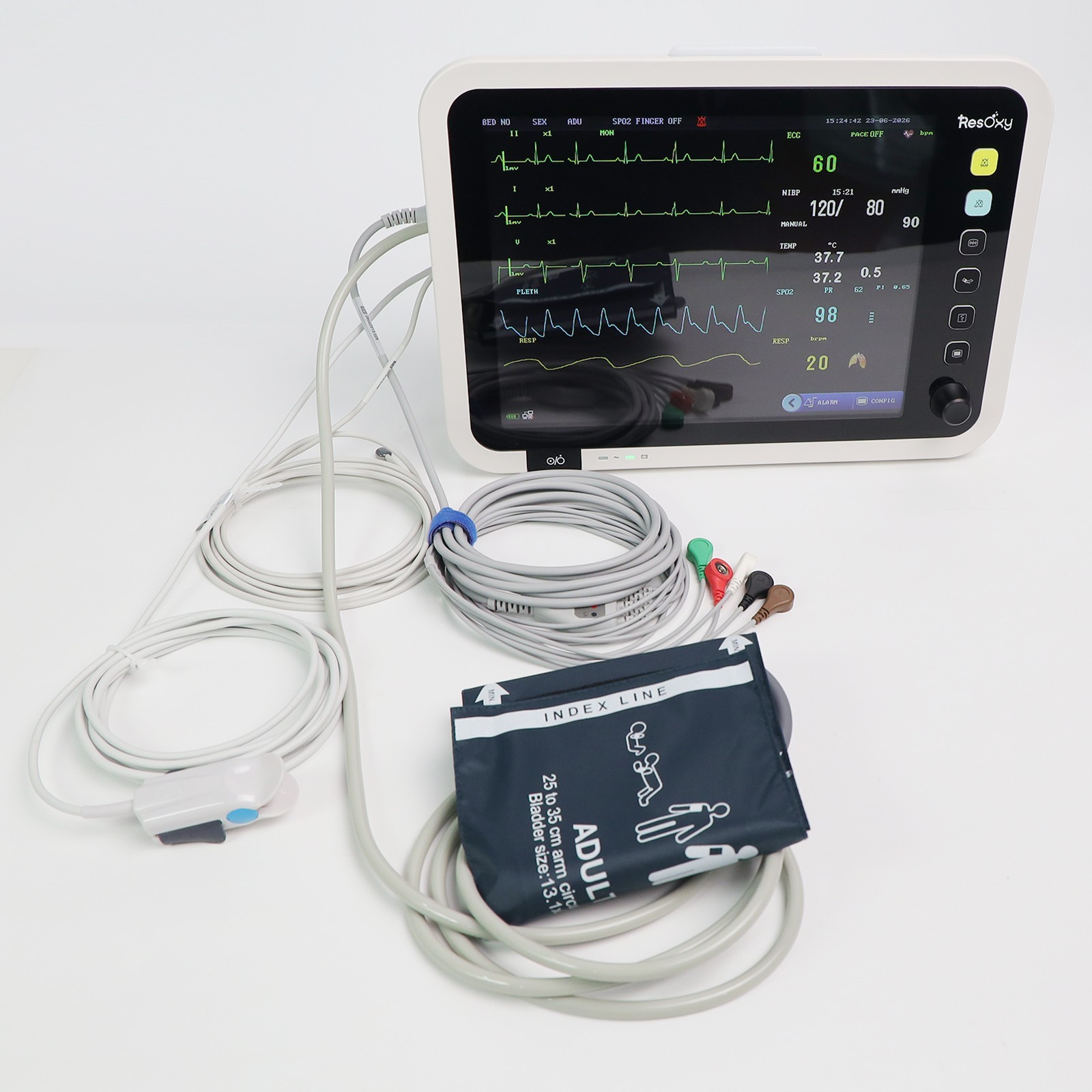 12-Inch Patient Vital Signs Monitor Multi-Parameter ECG/NIBP/TEMP/RESP/SPO2/PR