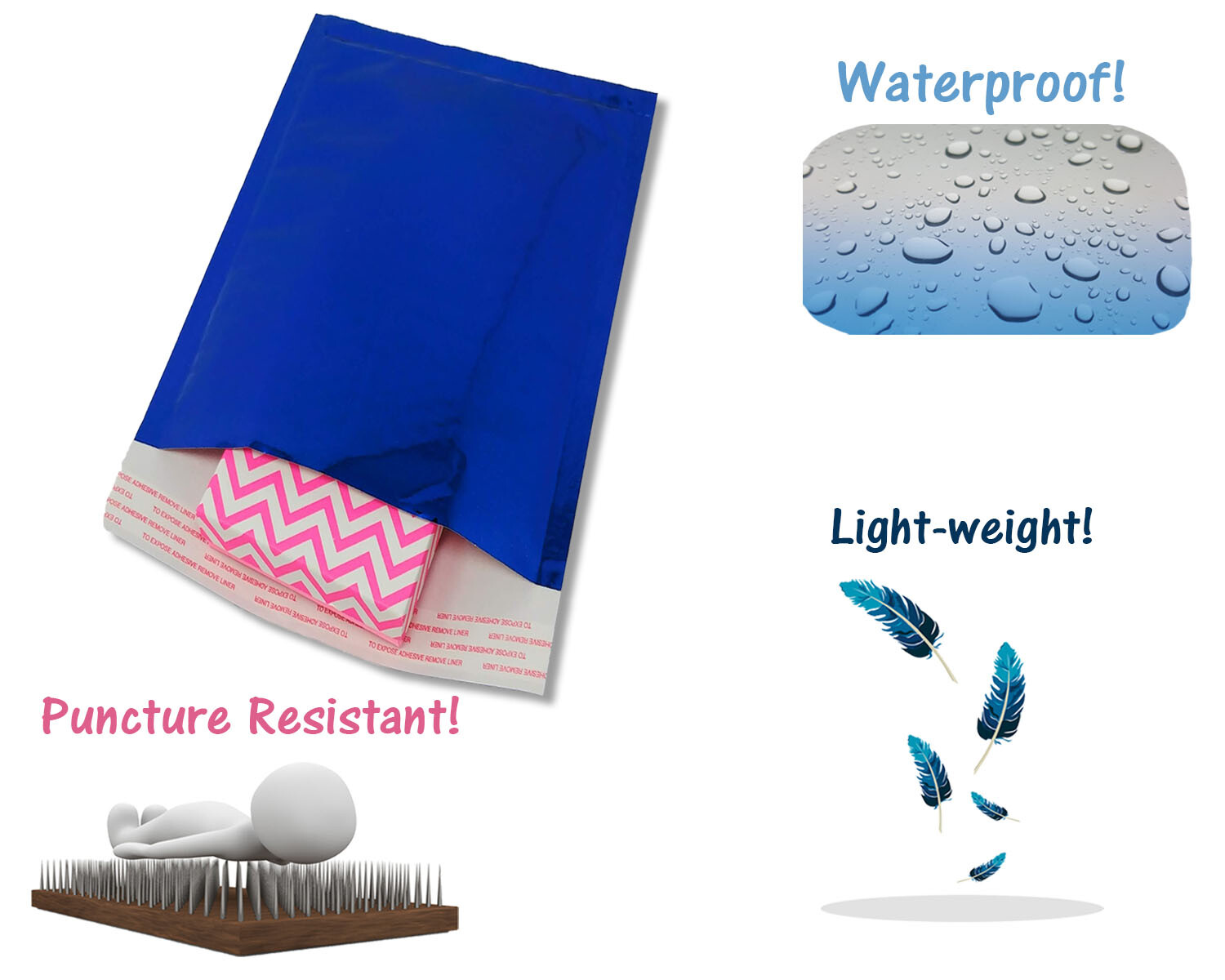 5×9 Reflective Metallic Bubble Mailers, Padded Shipping Mailing Glossy Envelopes