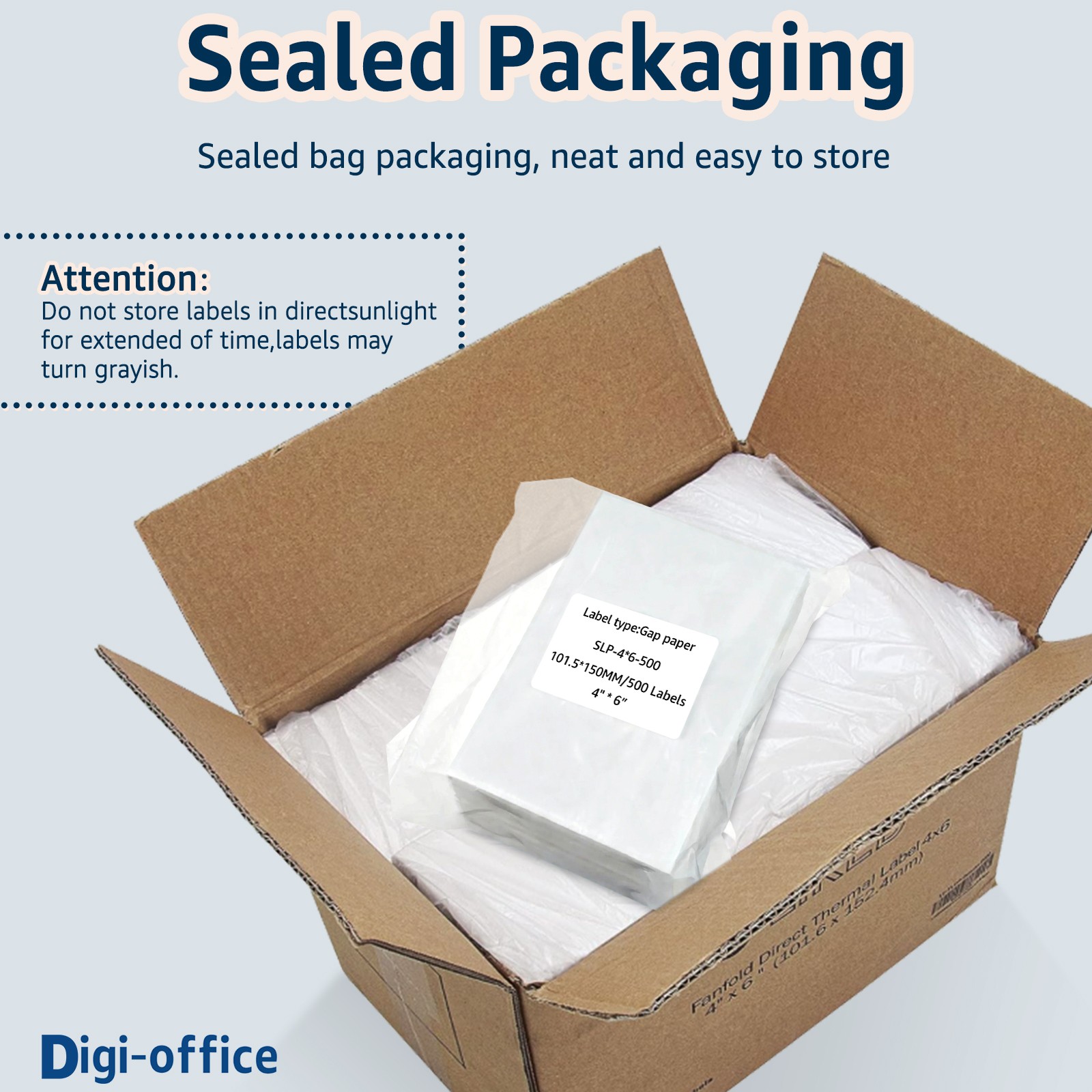 50PK of 500 4×6 Fanfold Direct Thermal Shipping Label for Zebra Rollo Printer