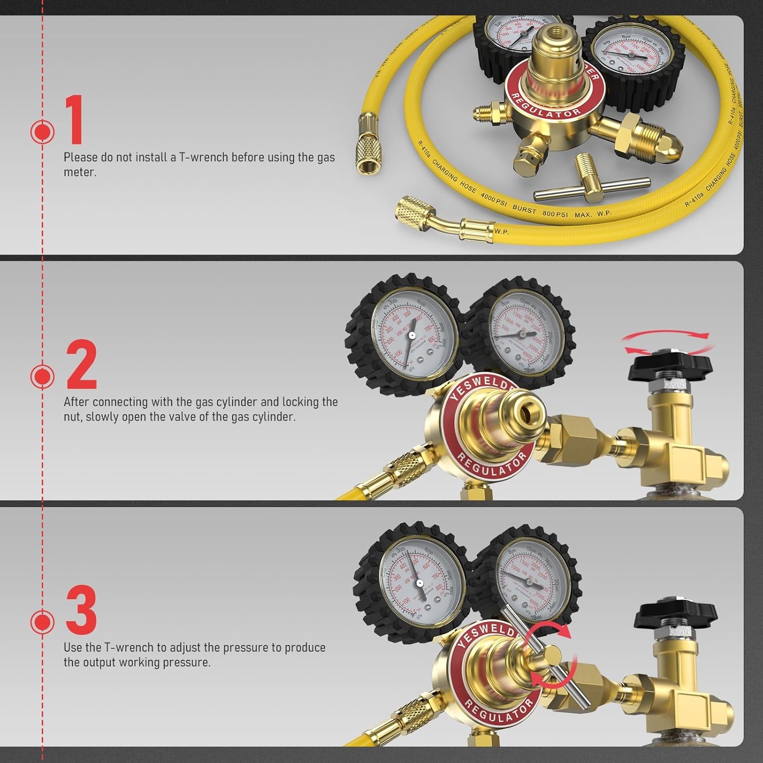 Nitrogen Regulator, CGA580 Inlet, 1/4″ Flare, 0-800/4000 PSI Output with Hose