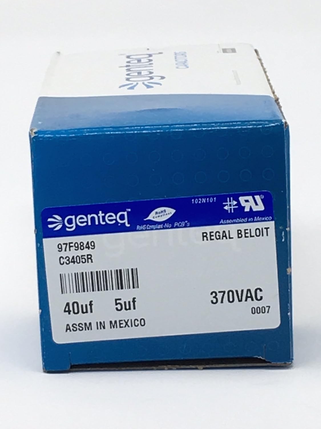 C3405R 97F9849 Capacitor Motor Run, 40/5Uf, 6%, Case, 370V
