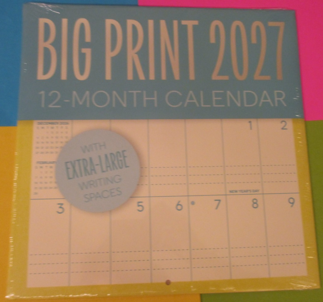 2027 LARGE BIG PRINT WALL MONTHLY CALENDAR OFFICE – XL ROOM To WRITE 12X24 BLUE