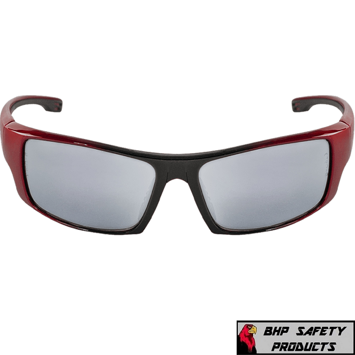 Bullhead Dorado Red/Black Silver Mirror Safety Glasses Ballistic Rated Sun Z87+