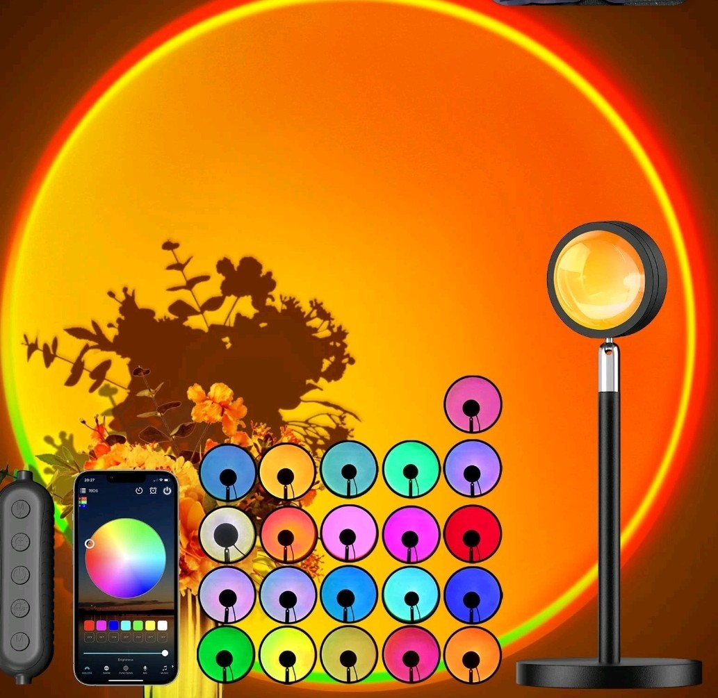 Madoury Sunset Lamp Projector with APP and Button 4x4x8 inches, Multi-colour