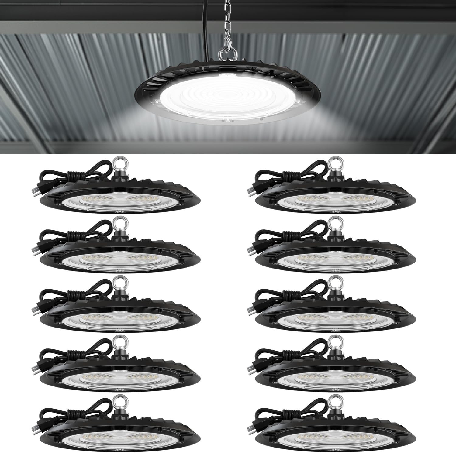 Sunco 10 Pack UFO LED High Bay Light, 150W, 19500 Lumens, 5000k Ultra Bright …