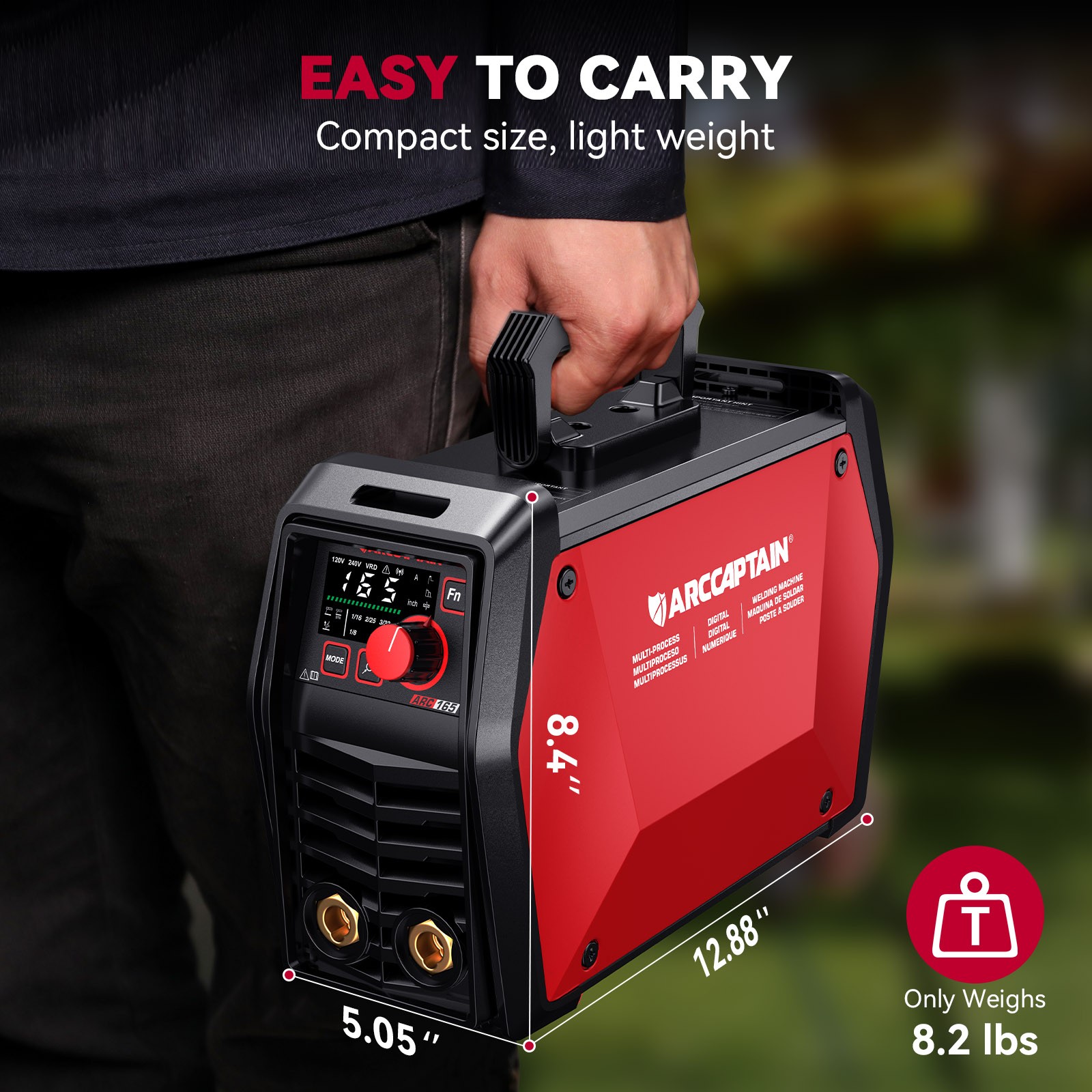 ARCCAPTAIN 165A APP-Controlled Stick & TIG Welder – Digital MCU Dual Voltage
