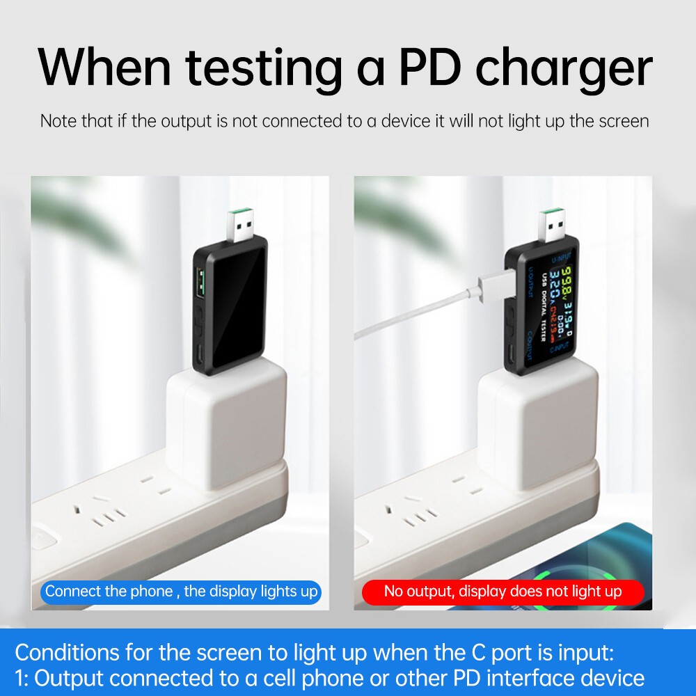 Digital Voltage Current Meter Power Capacity Tester USB Type-C Charger Detector