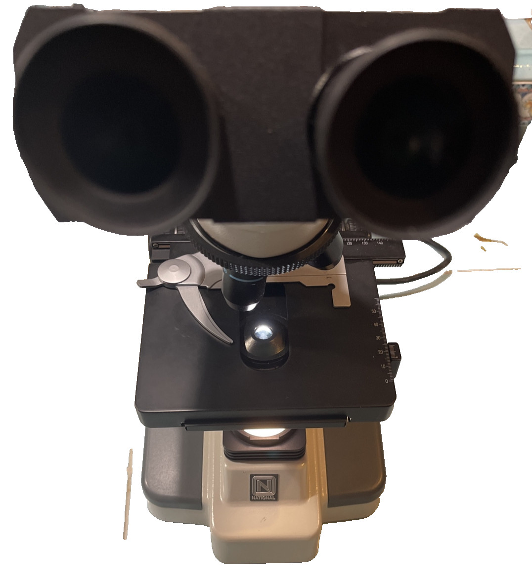 National B2-220 Binocular Microscope – 10x ocular – 4x 10x 40x 100x Objective
