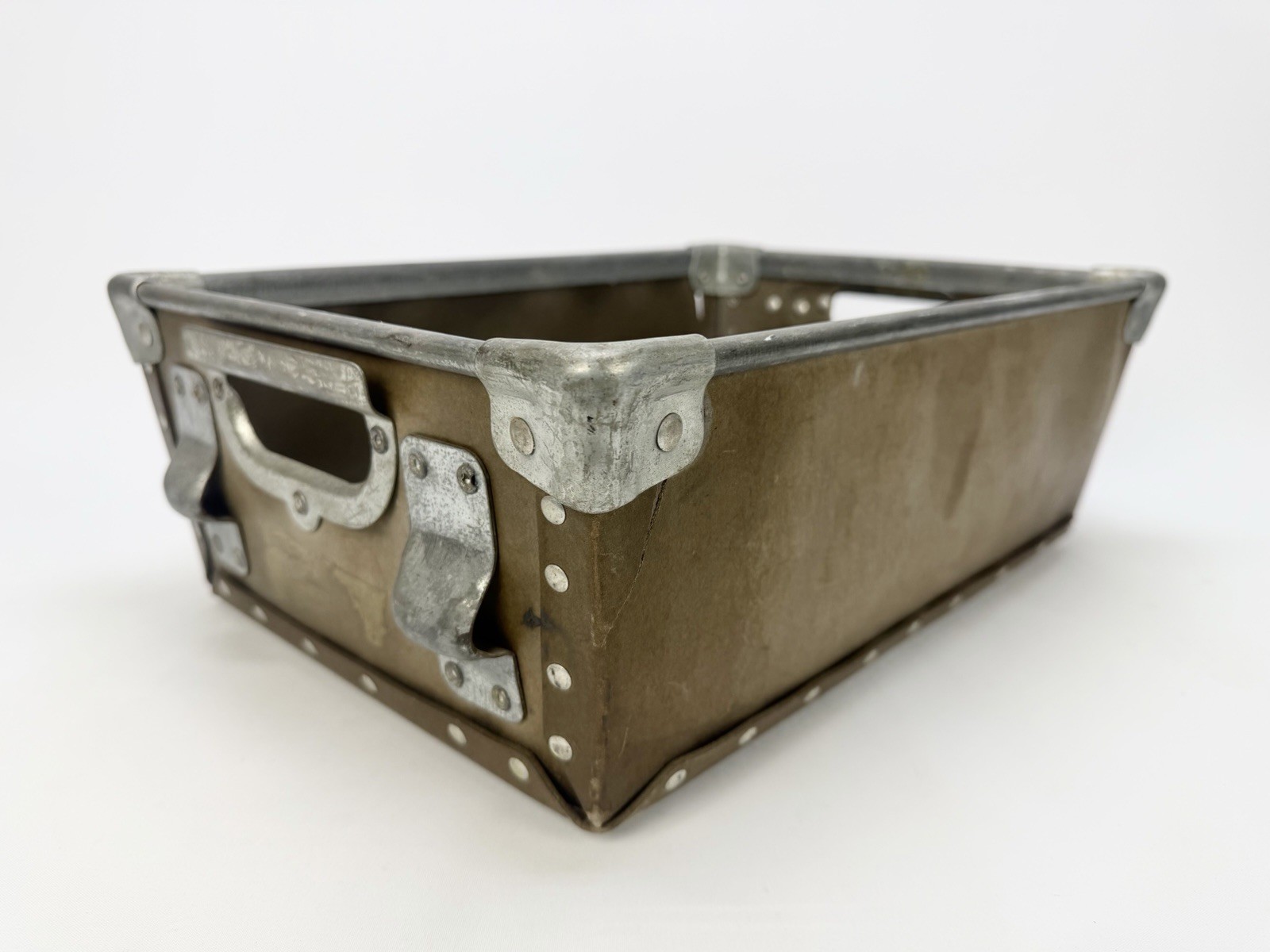 Vintage Industrial Fiberboard Parts/Storage Bin w/Metal Reinforced Corners