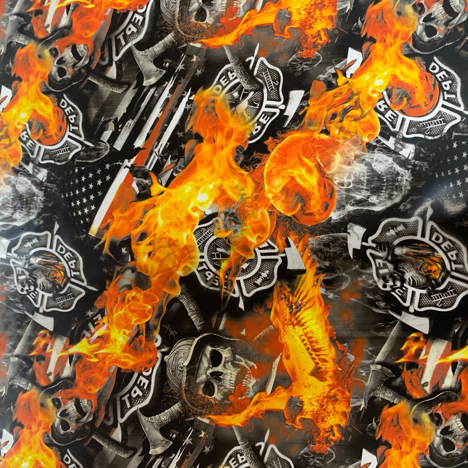 Hydrographic film Firefighter skulls hydro dip dipping 7′ x 20″