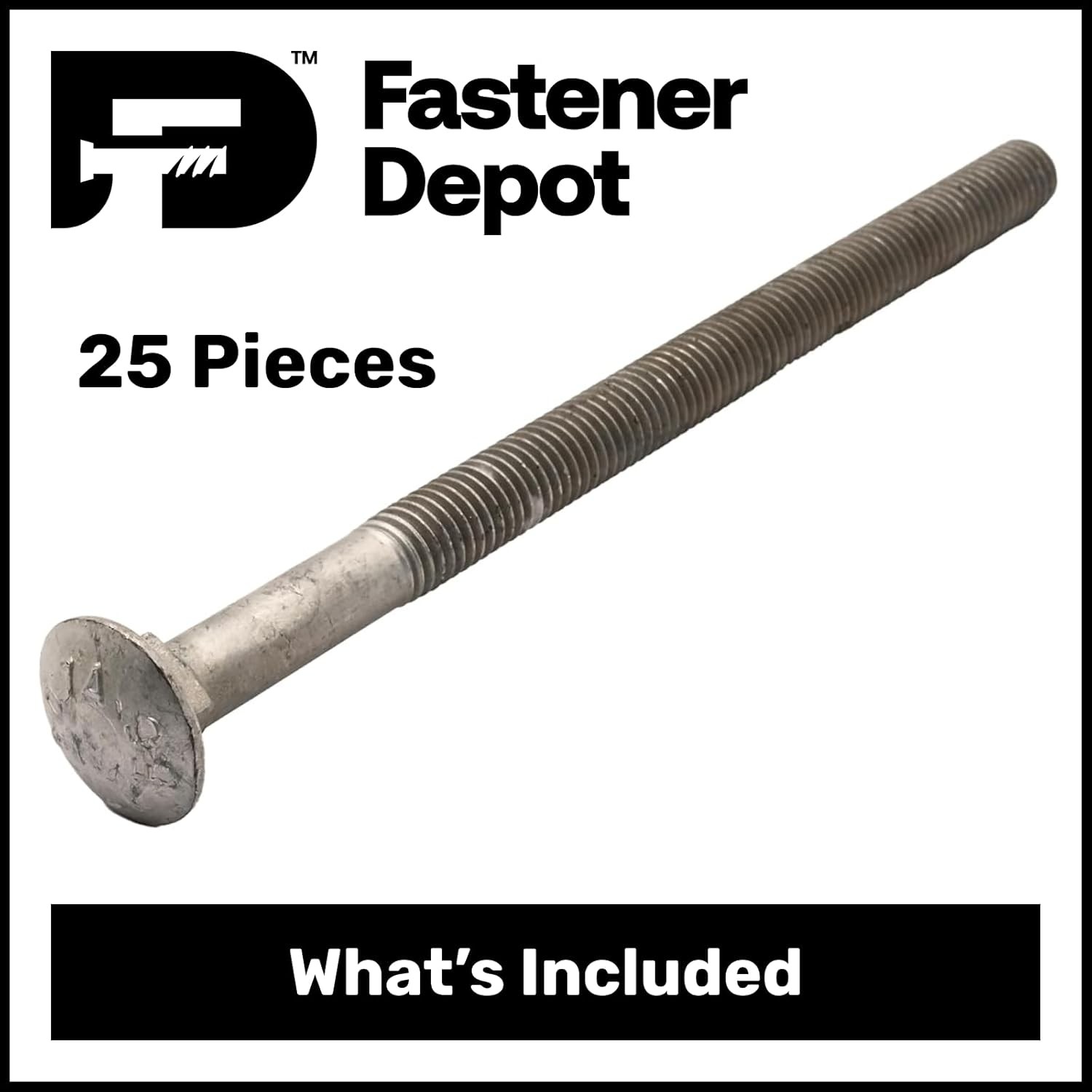 3/8″-16 x 9″ Hot Dipped Galvanized Carriage Bolt, Grade A, 6″ of Thread, Qty 25