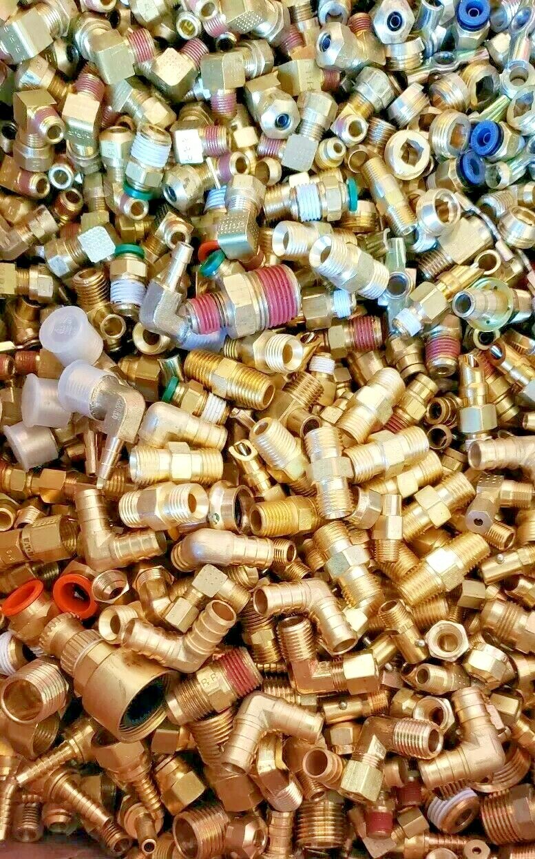 100 BRASS HYDRAULIC AIR , PNEUMATIC, Plumbing FITTINGS LOT OF 1/4 5/16 3/8 1/2