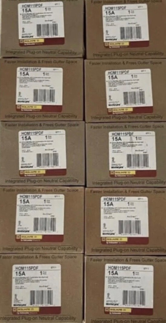 10PCS SQUARE D HOMELINE HOM115PDF 15A AFCI/GFCI PLUG ON NEUTRAL NEW IN BOX