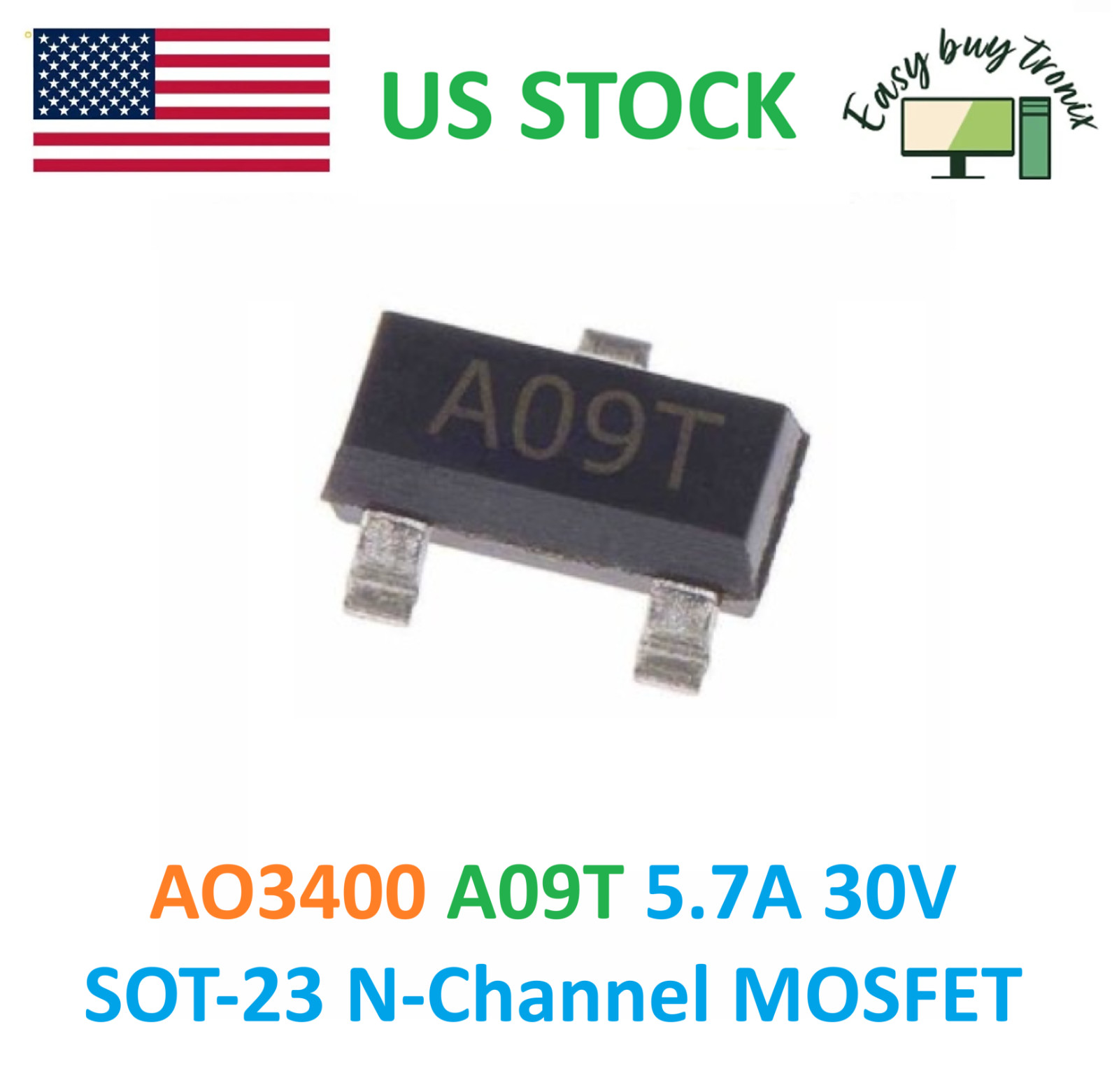 30Pcs Lot SOT-23 Triode SMD MOS FET AO3400 A03400A A09T SOT 30V 5.7A