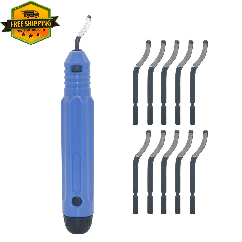 Hand Metal Deburring Tool NB1100 Handle + 10 Pcs BS1010 Rotary Deburr Blades, Bu