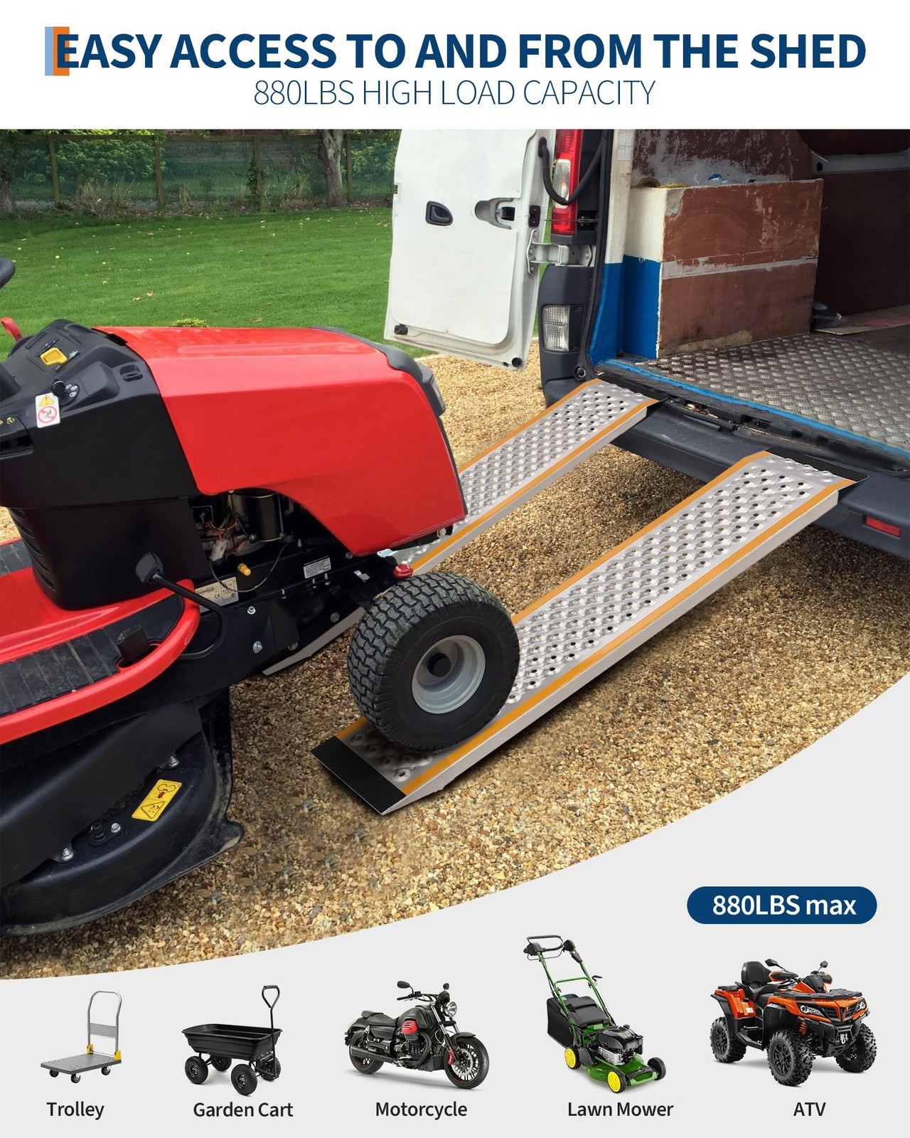 800 Lbs Weight Limit Spec Applies To Loading Ramps, 4FT Two-Pack Aluminum Shed R