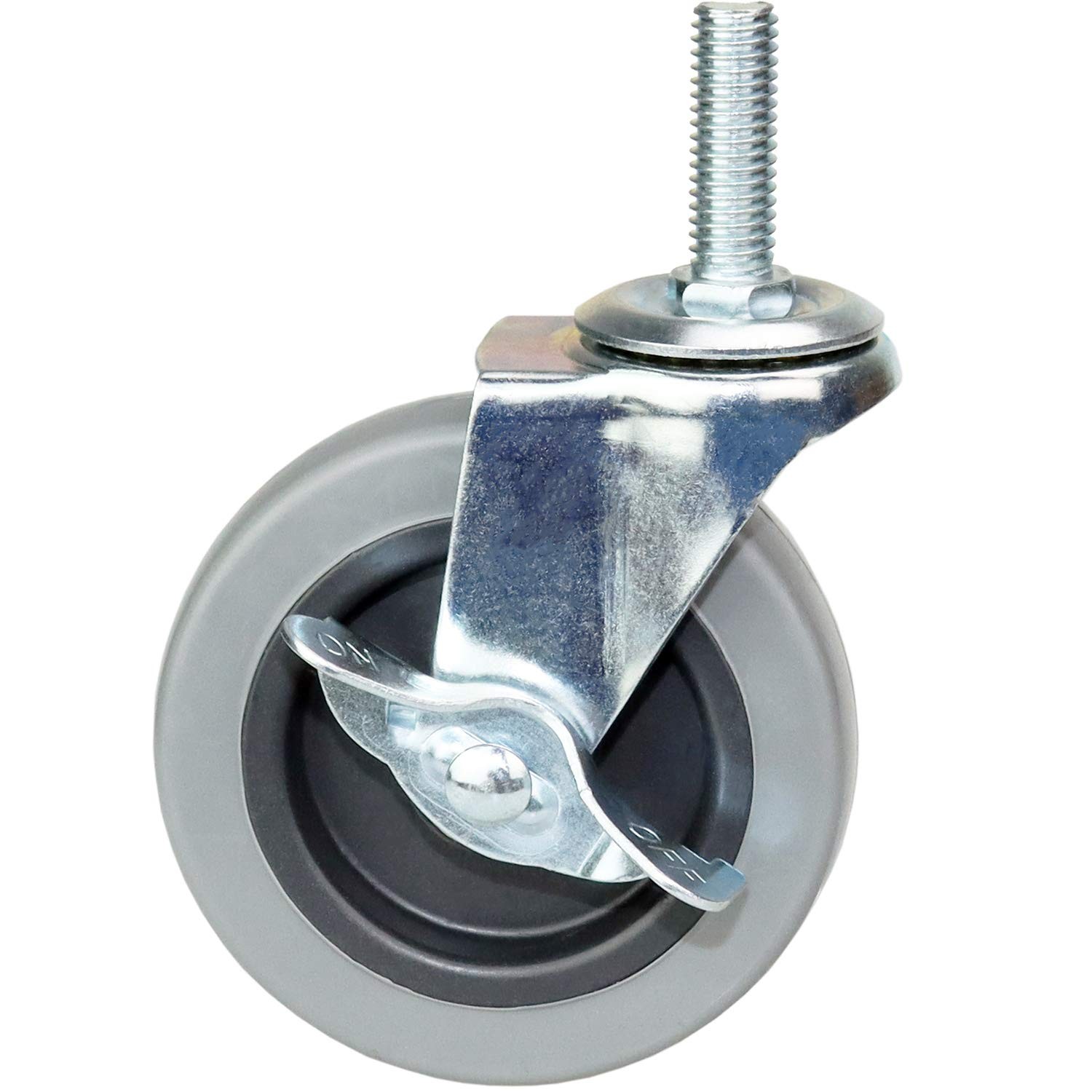 DICASAL 4 Inch American Size Threaded Stem Swivel Caster Wheels 4 Inch, Grey