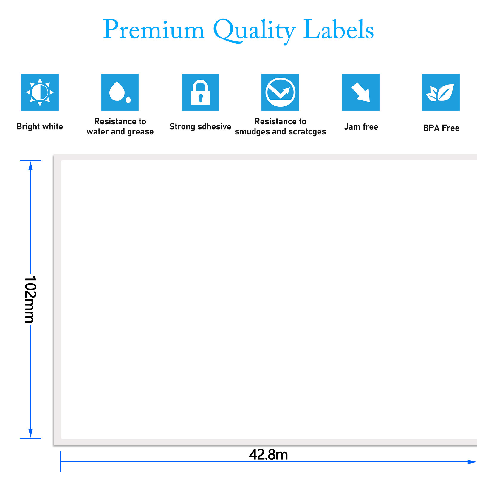 5 Rolls 102mm×42.8m Continuous RDS01U2 RD-S01U2 Shipping Label for Brother 4″
