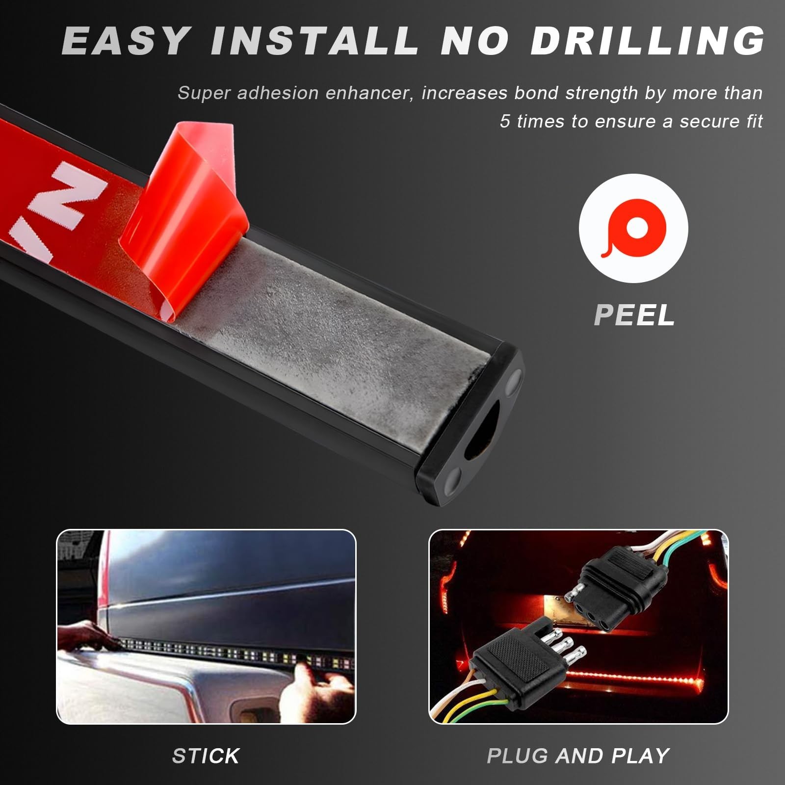 59″ LED Tailgate Light Bar, Double Row LED Tail Light Strip with Red Brake Wh…
