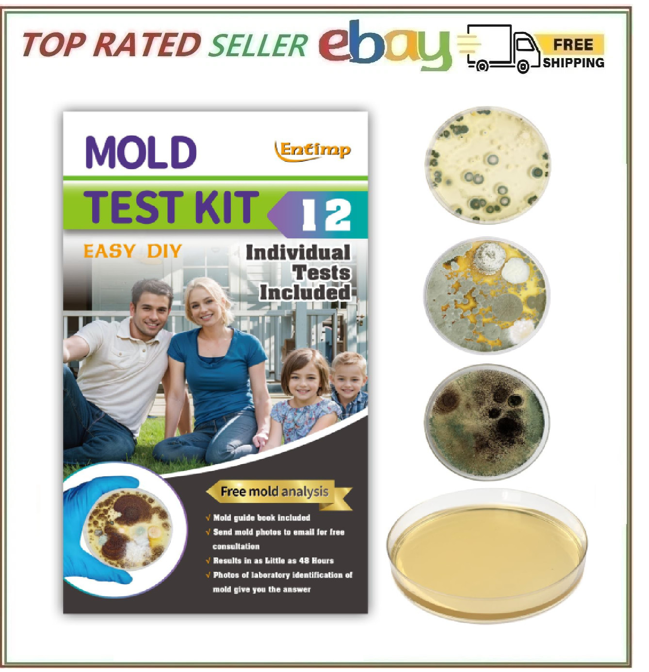 Mold Test Kit for Home Within 12 Individual Tests,DIY Detector at Home, Surf…
