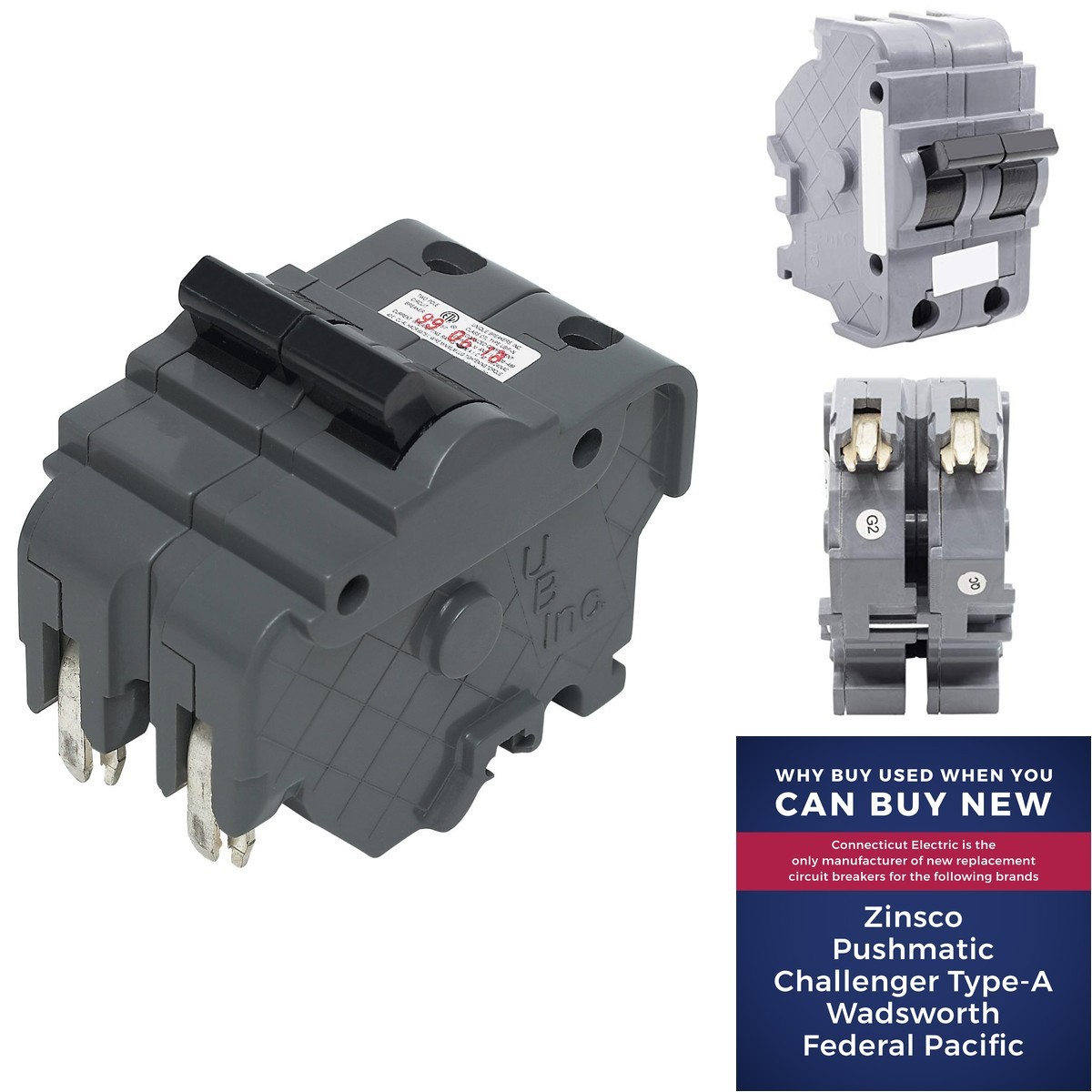 Connecticut Electric UBIF220N for Federal Pacific Stab-Lok NA220 20 Amp 2-Pole