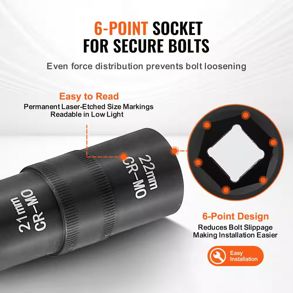 Lug Nut Impact Socket Set, 1/2 In. Drive Metric and SAE 6-Point Flip Socket Set,