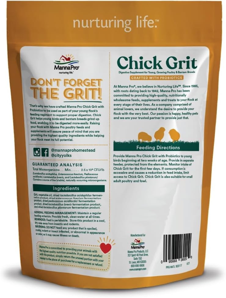 Manna Pro Chick Grit with Probiotics | Formulated 5 Pound (Pack of 1)